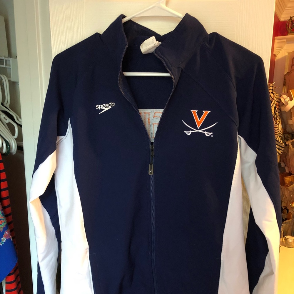 Navy and white Speedo UVA warm up jacket. Size S.